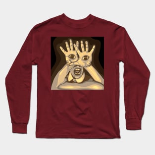 Weird Eyeball Hands Scream Long Sleeve T-Shirt